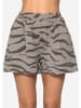 SASSYCLASSY Musselin Shorts mit Zebra-Print in Helltaupe