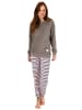 NORMANN Frottee Pyjama Schlafanzug Bündchen und Herz - 49917 in grau