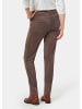 GOLDNER Bi-elastische Hose in superweichem Veloursleder-Look in taupe