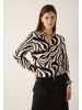 More & More stylishe Langarmbluse, Alloverprint in black/offwhite