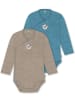 Normani Outdoor Sports 2er Pack Bio Baby-Body Langarm Wickelbody in Beige/Blau