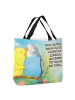 Mr. & Mrs. Panda Schultertasche Wellensittich Liebe Design mit S... in Weiß