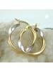 Gallay Creole Ohrring 20x3mm oval gedreht bicolor rhodiniert 9Kt GOLD in Gold