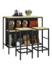 HOMCOM Bartisch mit Barhocker Set-100L x 60B x 95H cm-Eiche