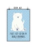Mr. & Mrs. Panda Bild Eisbär Faul mit Spruch in Blau Pastell