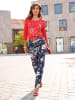 WITT WEIDEN Druckhose in dunkelblau-orchidee-bedruckt