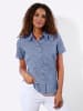 WITT WEIDEN Kurzarm-Bluse in jeansblau-weiß-gemustert