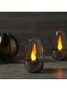 MARELIDA LED Solar Kerze Windlicht flackernd H: 10,5cm in silber
