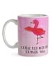 Mr. & Mrs. Panda Porzellantasse Flamingo Yoga mit Spruch in Aquarell Pink