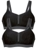 Anita 2er Pack Sport BH ohne Bügel Performance in schwarz-anthrazit schwarz-anthrazit