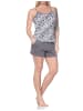 NORMANN Ärmellose Spaghetti Träger Shorty Pyjama Animal Look 125 206 444 in grau