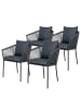 home24 Gartenstuhl Salerno 4er-Set in Schwarz / Grau