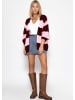 SASSYCLASSY Gestreifter oversize Cardigan in Burgundy
