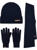 normani Merinowolle Winterset Mütze, Schal und Handschuhe Yuma in Navy
