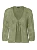 More & More Ajourstrickjacke in pale olive green