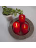 STAR Trading Kleine Stumpenkerze ,Flamme Flow' in Rot, Batterien, Timer, Echtwachs,