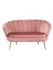 SalesFever Muschelsofa 2-Sitzer elegant Beine Chrom goldfarben und Samtbezug in Rose