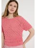 More & More kurzer,  leicht transparenter Lochstrickpullover in faded rose