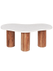 Beliani Couchtisch CASABLANCA in Weiß/Braun - (W) 90 x (H) 35 x (L) 45 cm