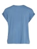 Vila Satin Blusen T-Shirt Kurzarm Basic Top Glänzend VIELLETTE in Blau-3