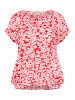 KAFFE curve Kurzarm-Bluse KCbella Loose fit in True Red/Chalk Flower Print