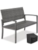 tectake Polyrattanbank wetterfest 2-Sitzer, 125x62,5x90 cm