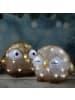 MARELIDA LED Eule mit offenen Augen Acryl Tierfigur Gartenfigur H: 21cm in braun