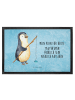 Mr. & Mrs. Panda Schmutzfangmatte Pinguin Angler mit Spruch in Eisblau