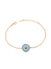faina Women Thin Chain Link Bracelet With Rhinestones in Rose Gold Turquoise