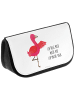 Mr. & Mrs. Panda Make-Up Tasche Flamingo Yoga mit Spruch in Weiß