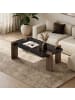 CALICOSY Couchtisch ELOI in Schwarzer Marmor/Walnuss - (W) 120  x (H) 35  x (L) 60  cm