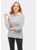 GOLDNER Hochwertiges Langarmshirt mit Polokragen in graumeliert / weiß / geringelt
