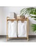 Intirilife Auszieh Wäschekorb aus Bambus Wäschesammler in Weiß Bambus