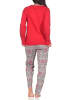 NORMANN Schlafanzug Pyjama langarm Ethnolook - 88780 in rot