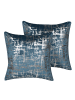 Beliani 2er-Set Dekokissen GARDENIA in Blau/Silber