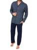 NORMANN Langarm Schlafanzug Pyjama zum durchknöpfen in marine