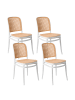 Beliani 4er-Set Esszimmerstuhl PLOSE in Beige/Weiß