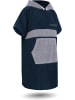 normani Surfer Poncho - Baumwoll Bademantel mit Kapuze in Navy/Grau