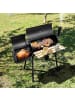 COSTWAY Holzkohlegrill Räucher-/Grillfunktion 2 in 1 in Schwarz