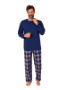 NORMANN Schlafanzug lang Pyjama FlanellHose Karo - 88232 in navy1