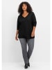 sheego Langarmshirt in schwarz