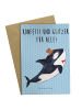 Mr. & Mrs. Panda Klappkarte Orca Zylinder mit Spruch in Blau Pastell