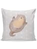 Mr. & Mrs. Panda Kissen 40x40 Otter Umarmen ohne Spruch in Grau Pastell