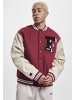 FUBU College Jackets in dark red/creme/black