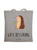 Mr. & Mrs. Panda Shopping Tasche Igel Blumen mit Spruch in Light Grey