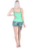 NORMANN Ärmellose Spaghetti Träger Shorty Pyjama floralem print - 72958 in grün
