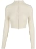 Urban Classics Urban Classics Damen Ladies Cropped Rib Knit Zip Cardigan in whitesand