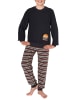 NORMANN Frottee Pyjama langarm Bündchen und Stickerei - 50708 in anthrazit
