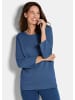 GOLDNER Kurzgröße:  Strickpullover Halbarm Baumwollpullover mit Struktur in royalblau