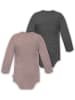 Normani Outdoor Sports 2er Set Unisex Baby Wickelbody Langarm-Strampler in Rosa/Anthrazit